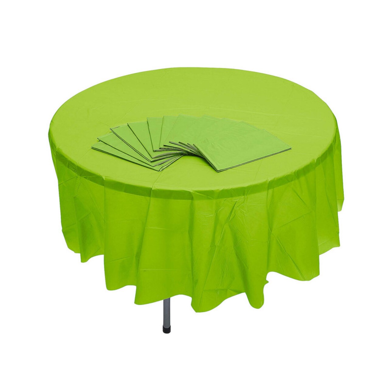 Bulk 12 Pc. Lime Green Round Disposable Plastic Tablecloths 6 Ft. 10"